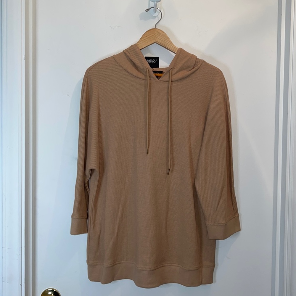 JONES NEW YORK HOODED PULLOVER SHIRT in PRALINE Sz Large